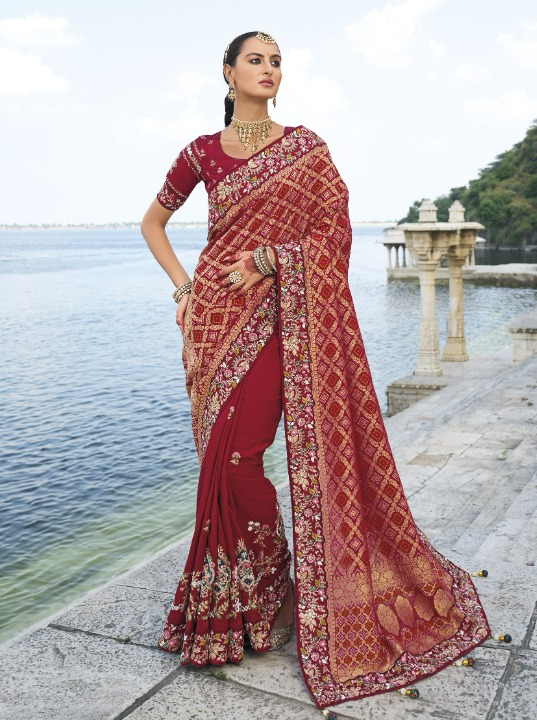 Shop Red Bridal Banarasi Silk Saree Online-STORI