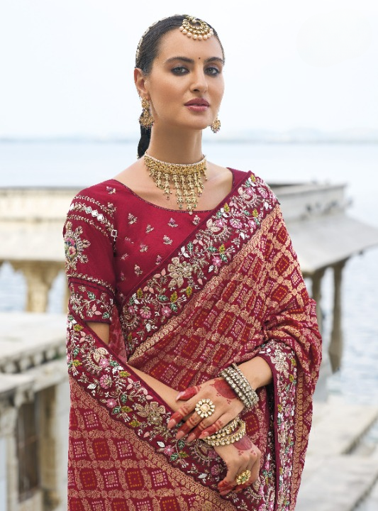 Shop Red Bridal Banarasi Silk Saree Online-STORI