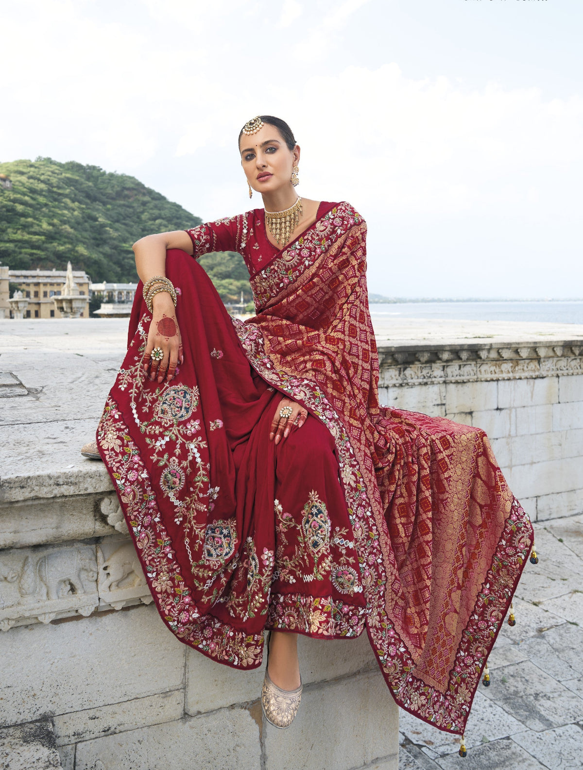 Shop Red Bridal Banarasi Silk Saree Online-STORI