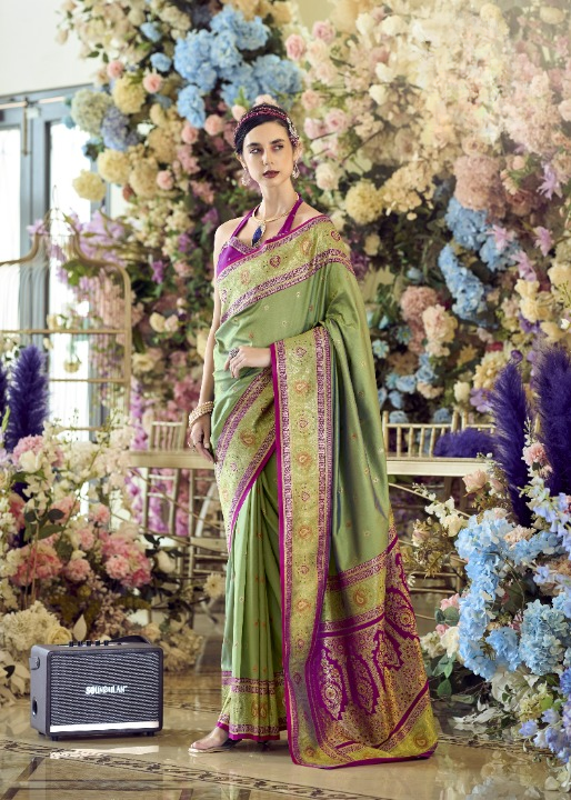 Green Banarasi Saree Shop Online-STORI