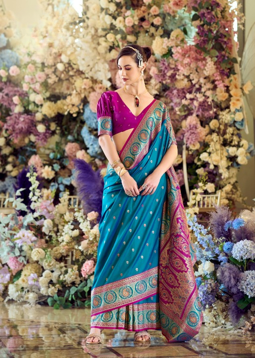 Rama Blue Banarasi Saree Shop Online-STORI