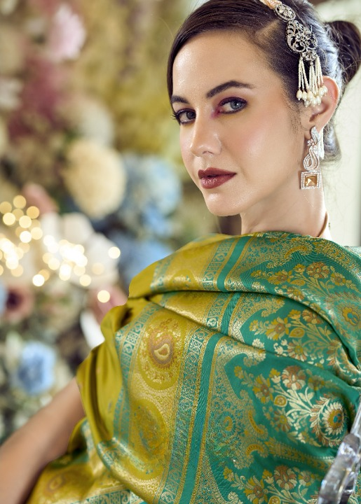 Green Banarasi Saree Shop Online-STORI