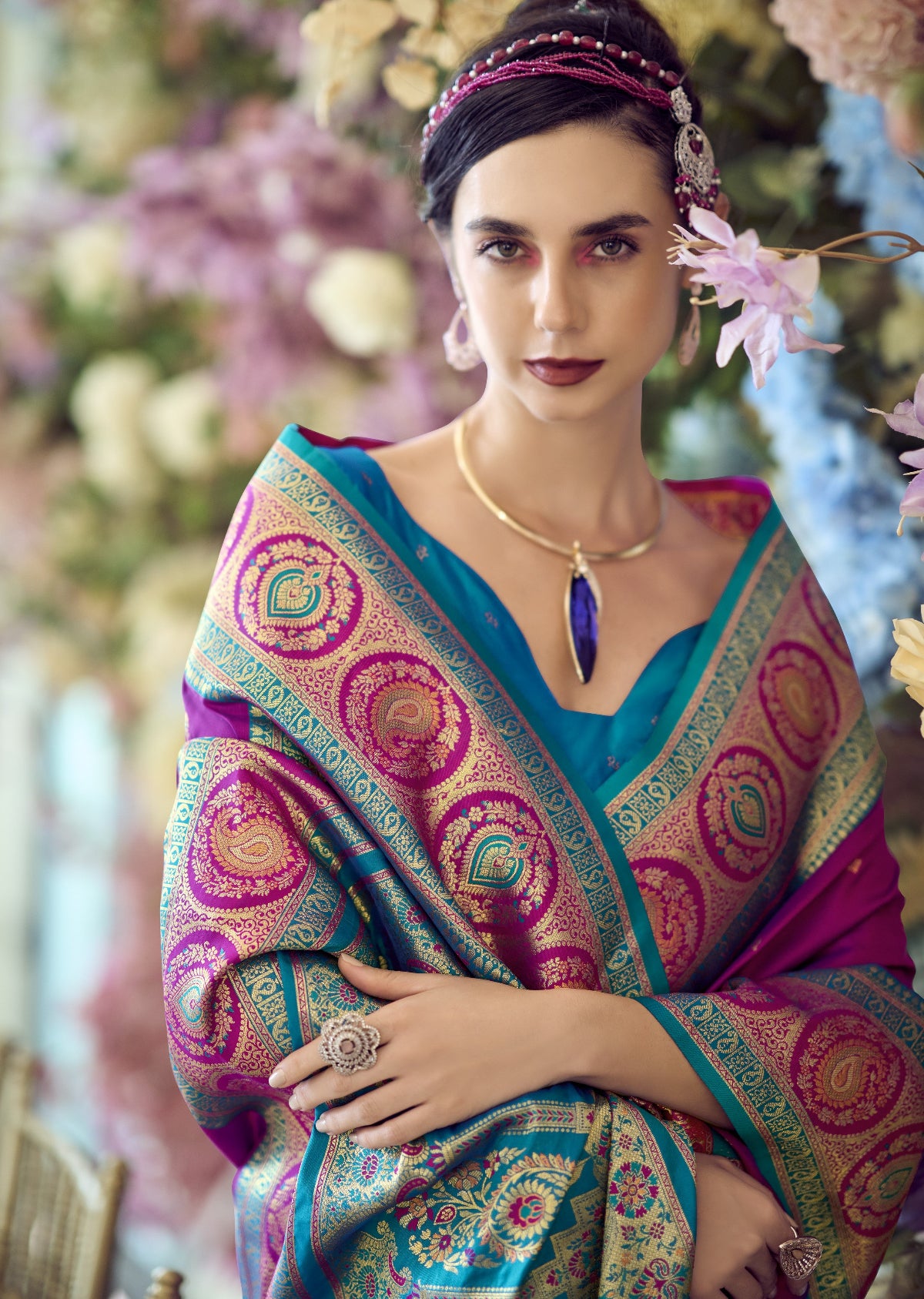  Pink Banarasi Saree Shop Online-STORI