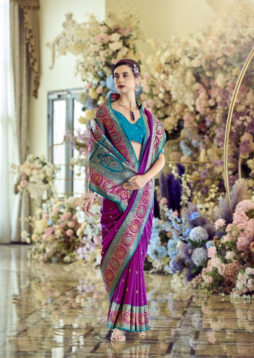  Pink Banarasi Saree Shop Online-STORI