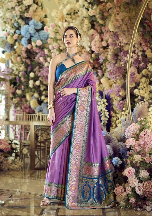 Purple  Banarasi Saree Shop Online-STORI