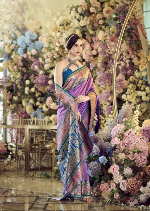  Purple  Banarasi Saree Shop Online-STORI
