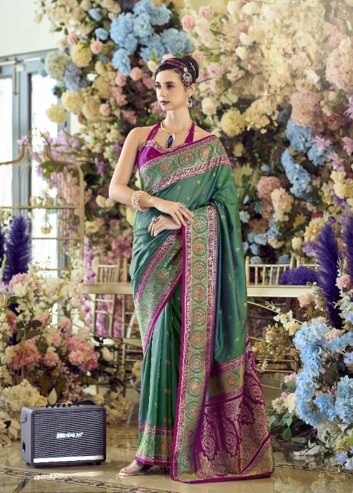 Green Banarasi Saree Shop Online-STORI