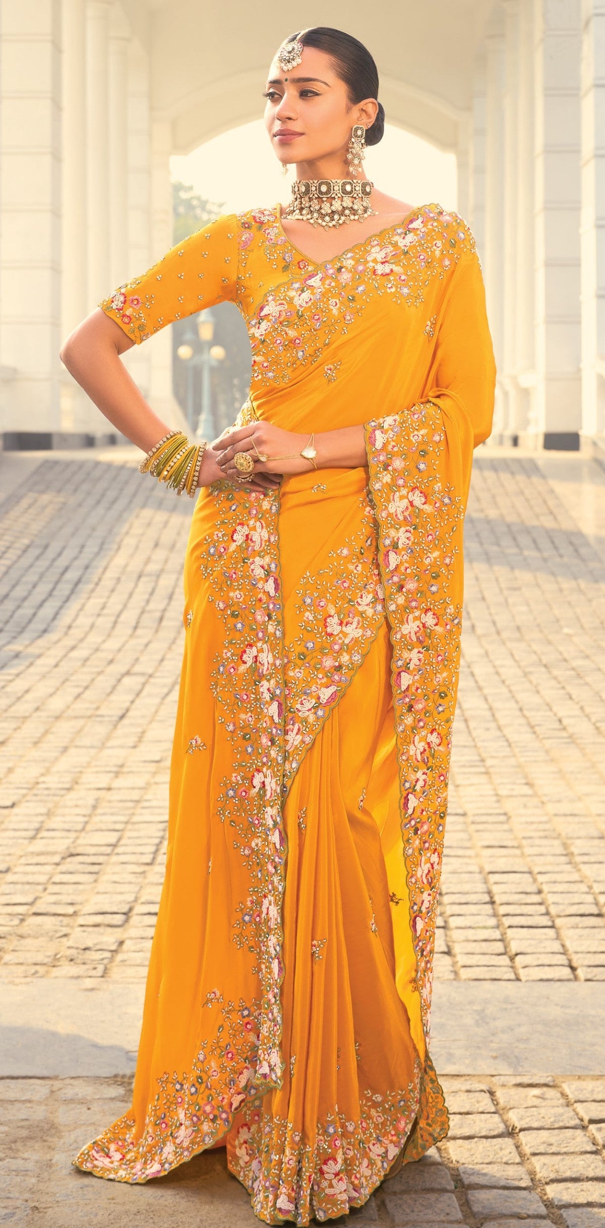 Shop Yellow Silk Saree Online- STORI