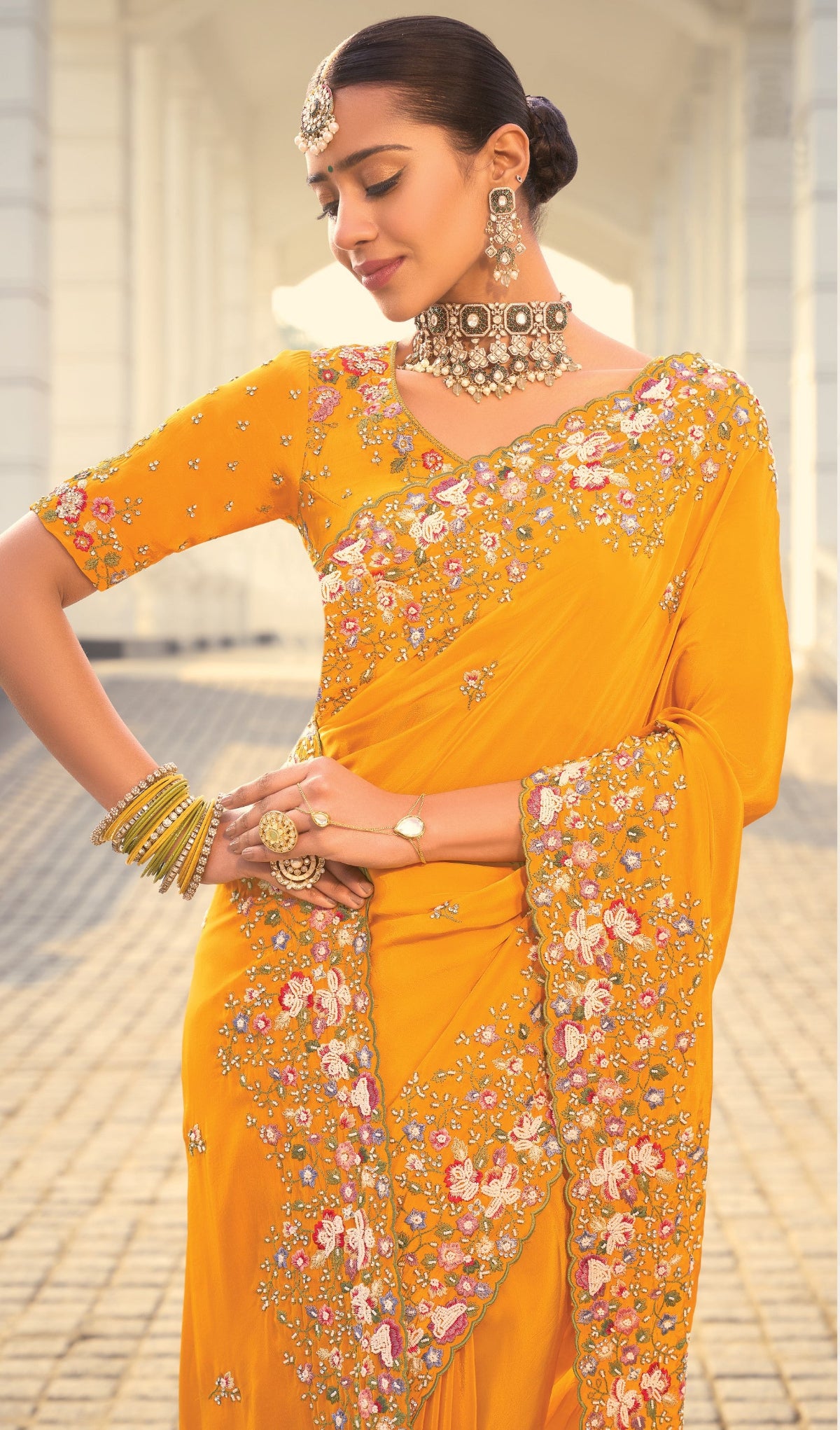 Shop Yellow Silk Saree Online- STORI