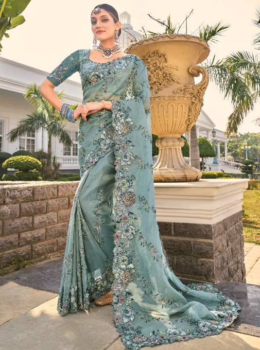Buy Green Banarasi Silk Saree Online-STORI