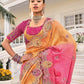 Shop Peach Banarasi Silk Saree Online-STORI