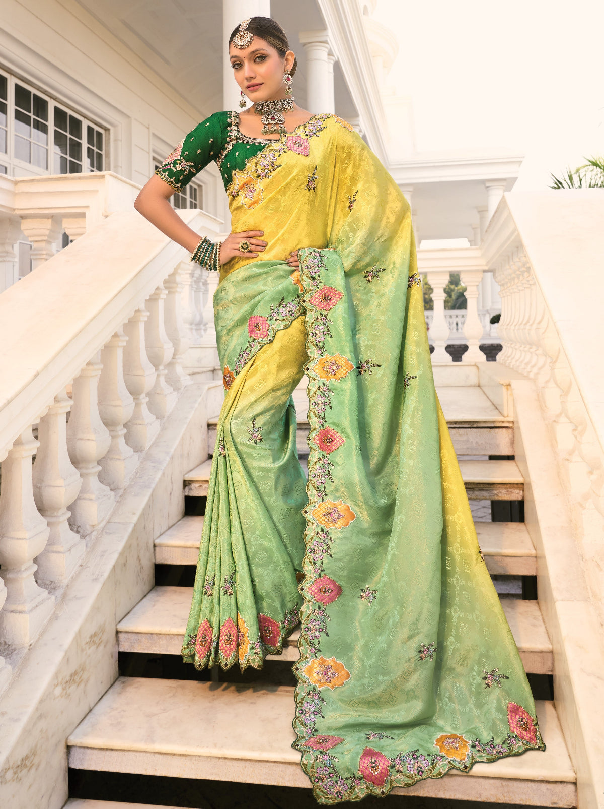 Buy Yellow Banarasi Silk Saree Online-STORI