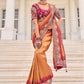 Shop Peach Banarasi Silk Saree Online-STORI