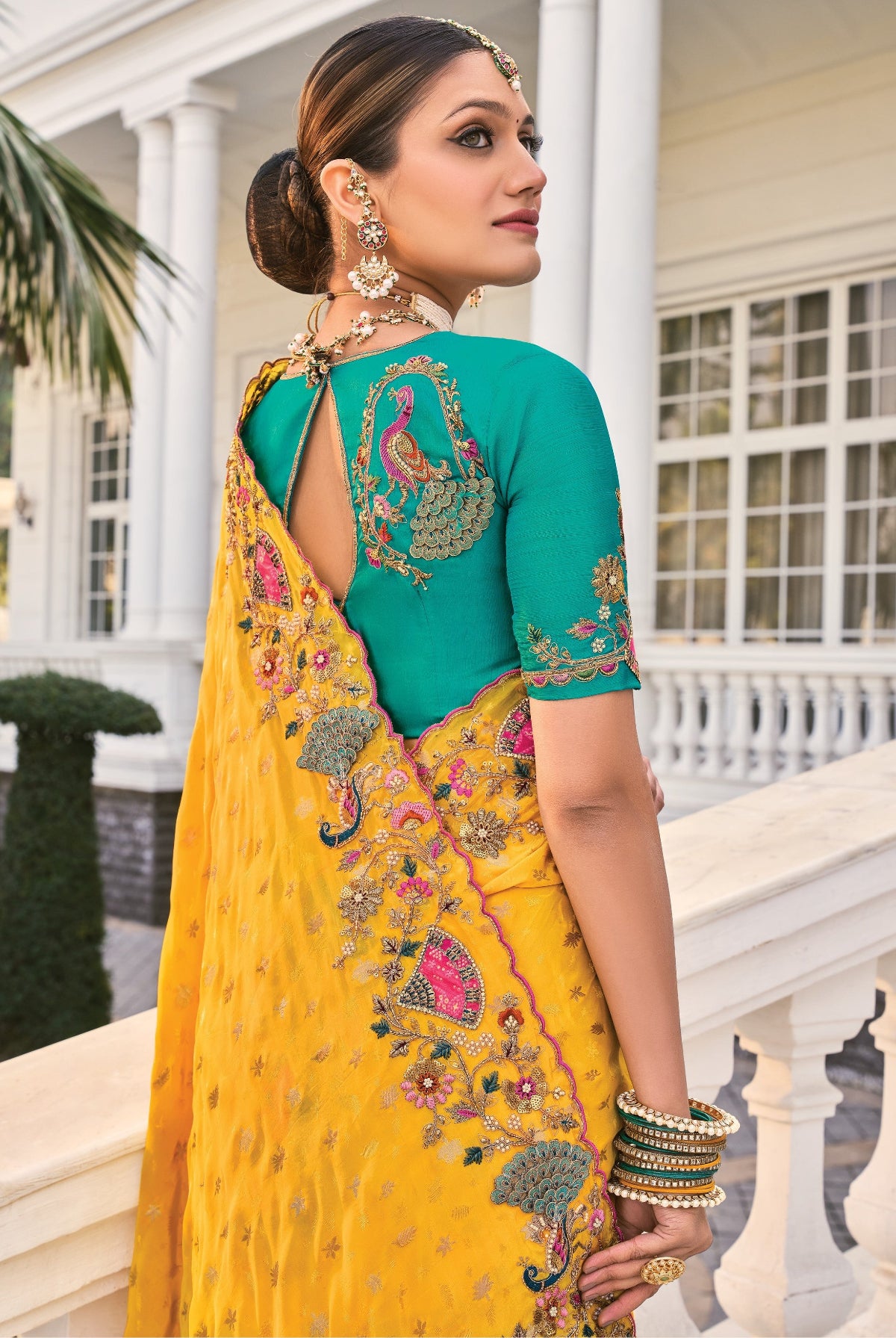 Shop Yellow Bridal Banarasi Silk Saree Online-STORI
