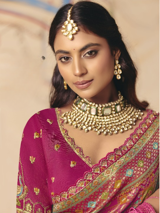 STORI Pink Woven Banarasi Silk Saree