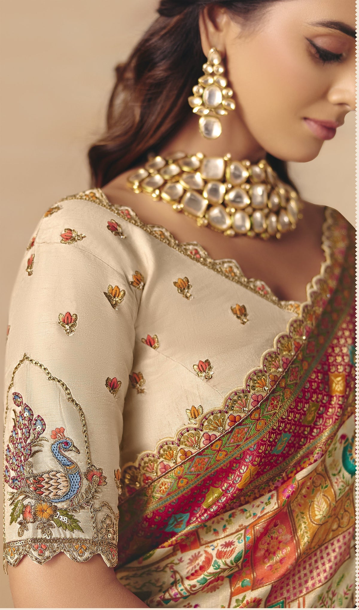 STORI Off White Woven Banarasi Silk Saree
