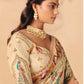STORI Cream Woven Banarasi Silk Saree