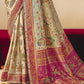 STORI Pearl White Woven Banarasi Silk Saree