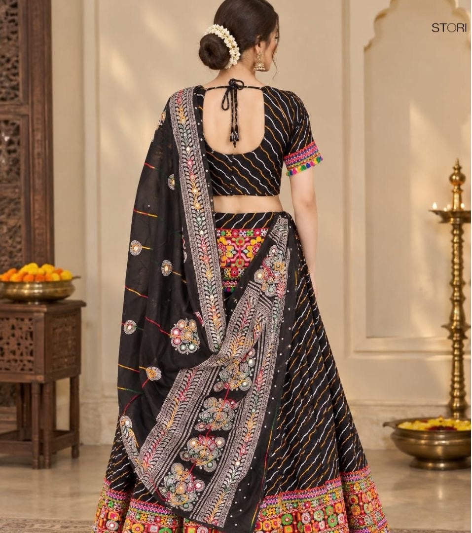  Leheriya Black Lehenga Choli Set 
