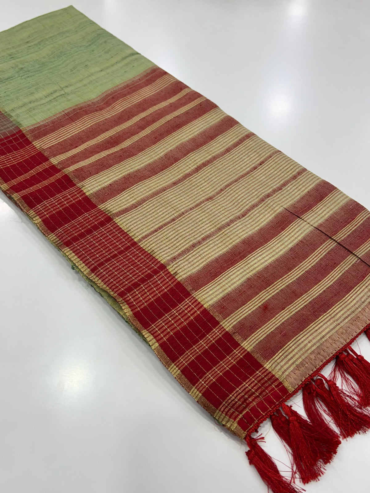 Shop Pear Green Handloom Silk Sarees Online in India & USA - STORI