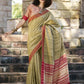 Shop Olive Green Handloom Silk Sarees Online in India & USA - STORI