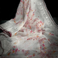 Floral Printed Organza Silk Saree With Chikankari Borders