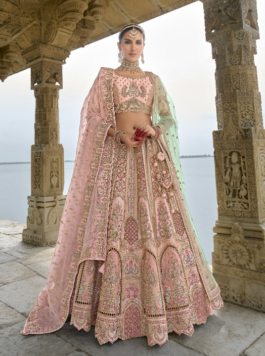Shop Peach Lehenga In Online-STORI
