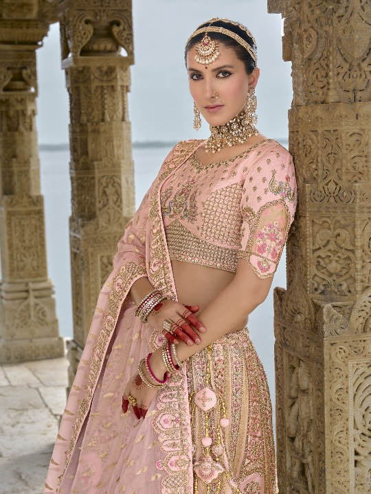 Shop Peach Lehenga In Online-STORI
