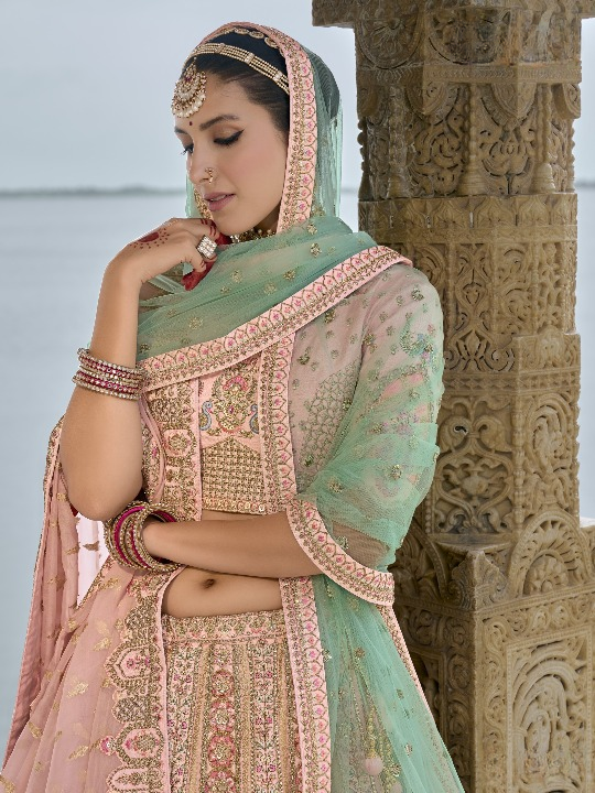 Shop Peach Lehenga In Online-STORI