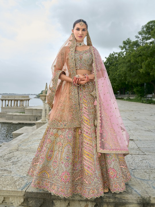Buy Peach Bridal Lehenga In Online-STORI