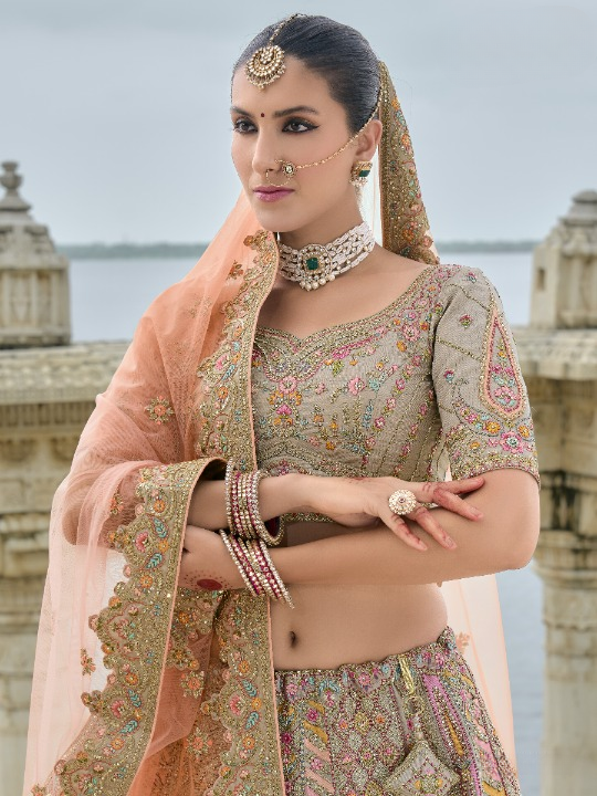 Buy Peach Bridal Lehenga In Online-STORI