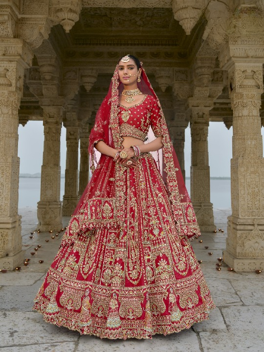 Buy Red Bridal Lehenga In Online-STORI