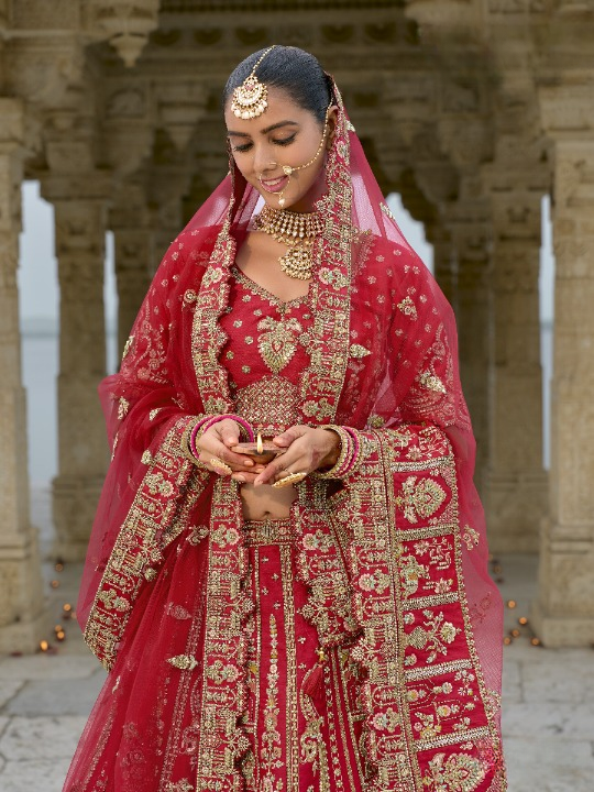 Buy Red Bridal Lehenga In Online-STORI