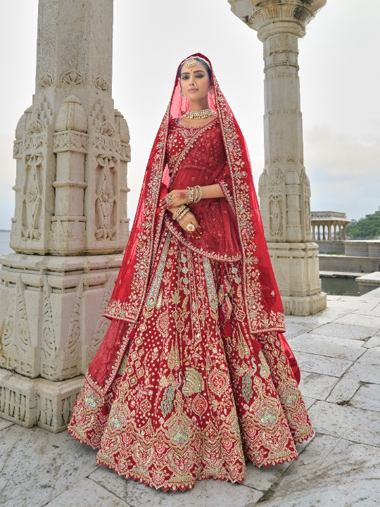Buy Red Bridal Lehenga In Online-STORI