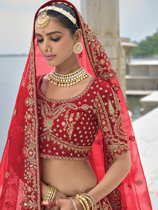 Buy Red Bridal Lehenga In Online-STORI