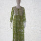 Aashna Light Green Petals Printed Mulmul Cotton Chikankari Gown With Dori