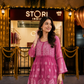 Adila Bright Pink Short Georgette Chikankari Kurti With Bell Sleeves1