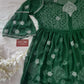 Adila Pine Green Short Georgette Chikankari Kurti With Bell Sleeves