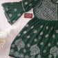 Adila Pine Green Short Georgette Chikankari Kurti With Bell Sleeves
