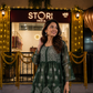 Adila Pine Green Short Georgette Chikankari Kurti With Bell Sleev