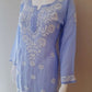 Aiza Lavendar Soft Modal Handcrafted Short Chikankari Kurti