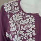 Aiza Mauve Soft Modal Handcrafted Short Chikankari Kurti