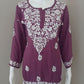 Aiza Mauve Soft Modal Handcrafted Short Chikankari Kurti