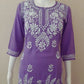 Aiza Purple Soft Modal Handcrafted Short Chikankari Kurti
