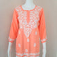 Aiza Peach Soft Modal Handcrafted Short Chikankari Kurti