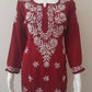 Aiza Wine Soft Modal Handcrafted Short Chikankari Kurti