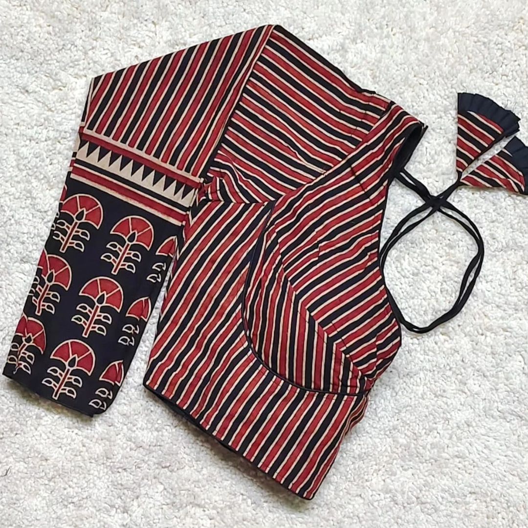 Ajrakh Long Sleeved Printed Cotton Blouse
