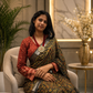 Ajrakha print green and grey saree1