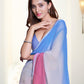 Pastel Hues Color Block Soft Chiffon Designer Saree