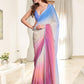 Pastel Hues Color Block Soft Chiffon Designer Saree
